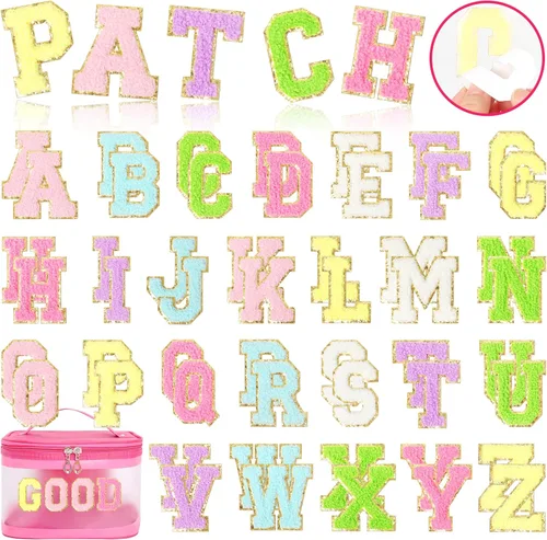 Miniatura 7 de KINGSOW Parches de letras autoadhesivas blancas: Parche bordado con apliques de letras universitarias de chenilla