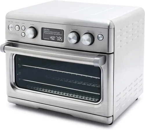 Miniatura 10 de GreenPan Horno de convección Elite 13 en 1 y freidora de aire, bandeja de cerámica sin PFAS y bandeja para pizza, estantes ajustables, ajustes Crema