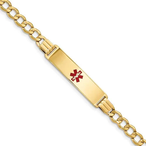 Miniatura 2 de Pulsera de oro amarillo de 14 quilates con esmalte rojo médico de 0232in para identificación de 70in