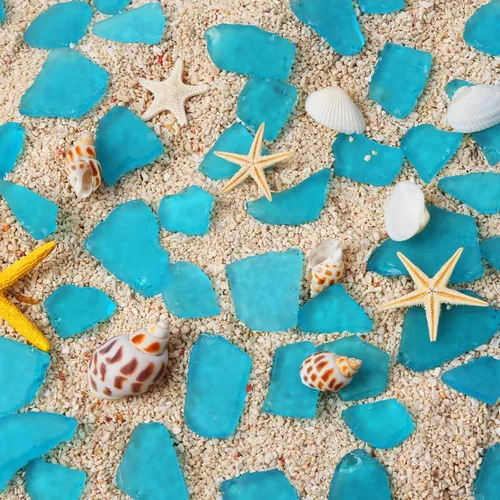 Miniatura 5 de Giftvest Vidrio de mar para manualidades, adornos planos de vidrio de mar esmerilado, relleno de jarrón, suministros de manualidades para playa