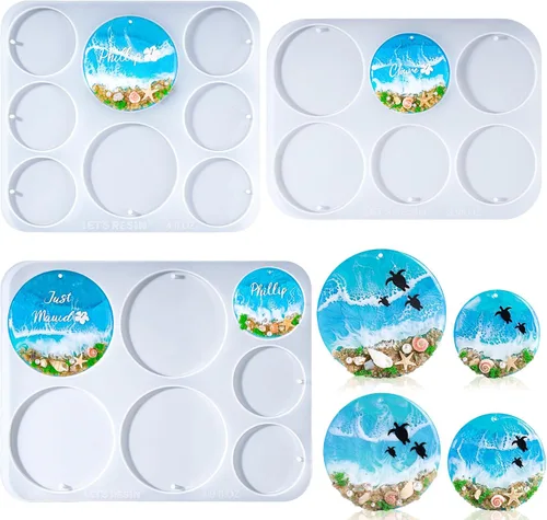 Miniatura 8 de LET'S RESIN Moldes de resina para llavero de silicona con agujero, 16 cavidades de resina UV, molde colgante de joyería para principiantes, moldes