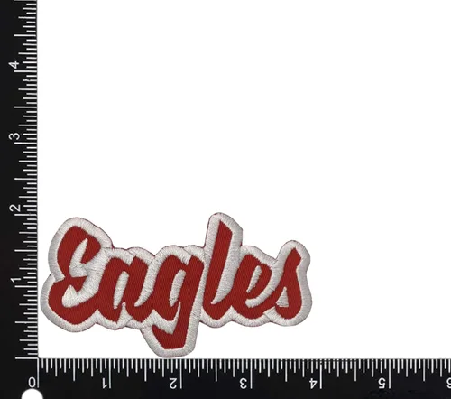 Miniatura 27 de (2 x 4 pulgadas) Eagles, espíritu de equipo, bordado, parche para planchar (sarga blanca/contorno verde)