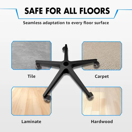 Miniatura 5 de Sytopia Base de silla de oficina de 28 pulgadas con ruedas, juego de 5, base de silla de escritorio resistente de 2600 libras, ruedas suaves y Negro