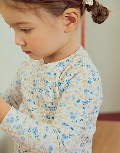 Miniatura 5 de moimoln Pijama de algodón suave para bebés y niñas pequeñas con estampado de flores modales, manga larga, ajuste ceñido