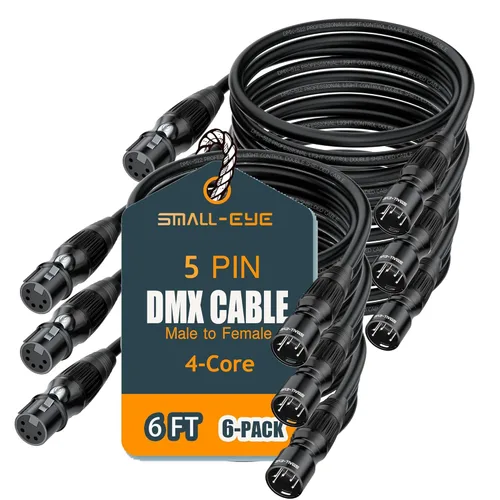 Miniatura 13 de SMALL-EYE Cable DMX de 5 pines de 3 pies, paquete de 8 – Cable de iluminación de escenario macho a hembra de 4 núcleos DMX512 (3 pies)