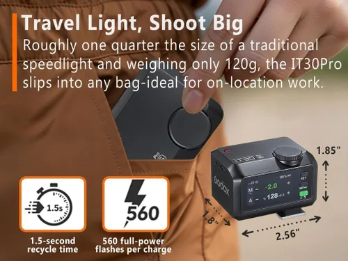 Miniatura 6 de Godox iT30 pro C TTL Mini Flash y disparador - Distribuidor autorizado GODOX iT30 Pro C para Canon - Flash TTL IT30Pro, maestro inalámbrico