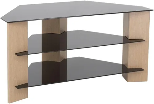 AVF FS900VARBB-A Soporte Varano para TV con patas negras y estantes de vidrio negro. Se adapta a la mayoría (no todos) de televisores en estos
