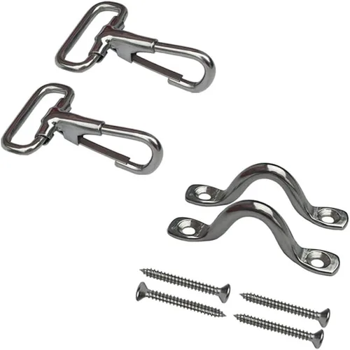 Miniatura 5 de 2 correas ajustables para la parte superior de barco Bimini con trabillas + ganchos a presión + correas para los ojos, accesorios de acero