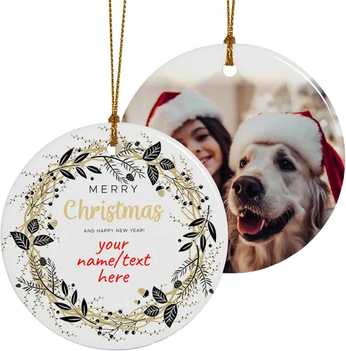 Adornos de Navidad personalizados de cerámica, nuestro primer árbol de Navidad colgante 2023, decoración de regalo para Navidad, impresión