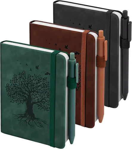 3 paquetes de cuadernos de bolsillo para diario, A6 pequeño, total 360 páginas, cuadernos para tomar notas, diarios para escritura, mini blocs de