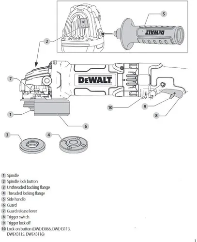 Miniatura 5 de DEWALT Herramienta de amoladora angular, 4-1/2 a 5 pulgadas, interruptor de gatillo (DWE43115N)
