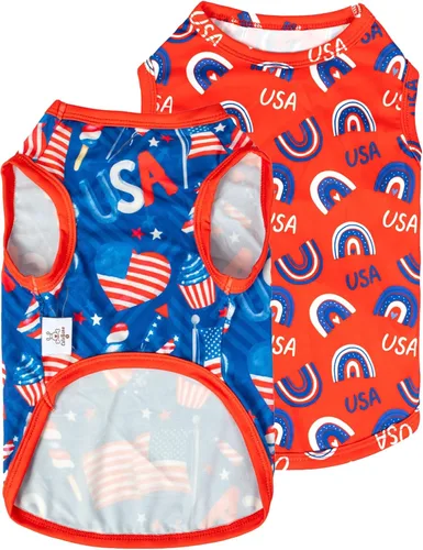Miniatura 17 de CuteBone Camisas de Halloween para perros, paquete de 2, ropa suave para mascotas, chaleco de verano transpirable para cachorros pequeños y ropa