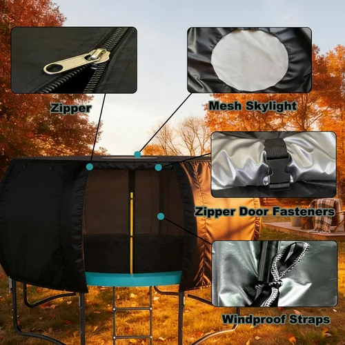 Miniatura 3 de Tienda de campaña para cama elástica al aire libre, adecuada para trampolines redondos de 14 pies, con tragaluz, protección solar y resistencia al