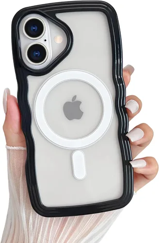 Miniatura 9 de Yeddabox Magsafe - Funda compatible con iPhone 13, diseño de ondas, lindo marco de colores de caramelo con ondas de agua, a prueba de golpes