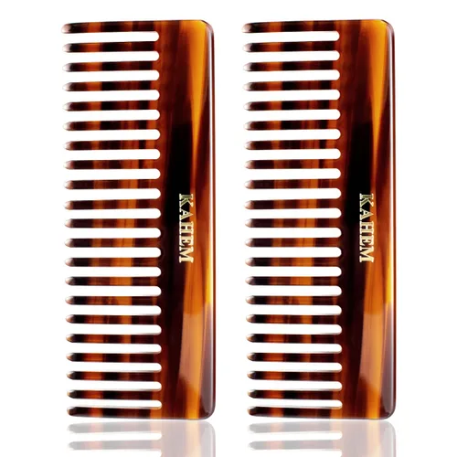 Miniatura 7 de KAHEM Peine desenredante grande de dientes anchos para mujeres, hombres y niños, hecho a mano para cabello rizado, largo y corto, peine profesional