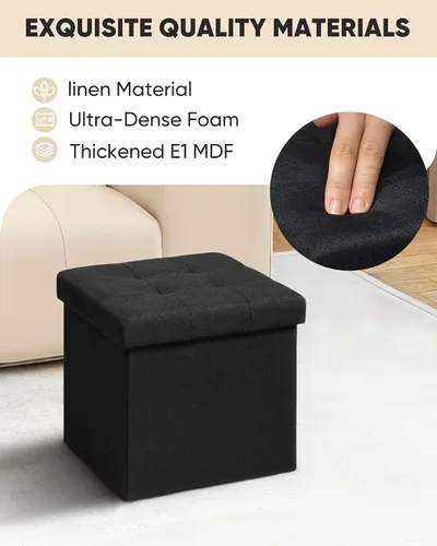 Miniatura 6 de B FSOBEIIALEO Cubo otomano de almacenamiento, baúl de almacenamiento, reposapiés plegable para sala de estar, 12.6 x 12.6 x 12.6 pulgadas