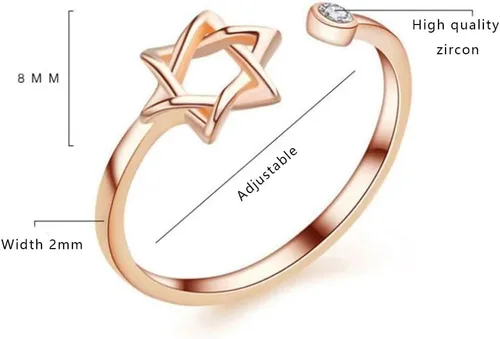 Miniatura 8 de YILUOCD Anillo de circón de estrella de David para mujer, amuleto simple Magen David Wiccano, anillos ajustables hexagonales, joyería judía