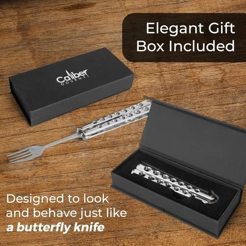 Miniatura 6 de Cuchillo táctico de mariposa estilo tenedor plegable de acero inoxidable herramienta de barbacoa camping, senderismo, cocina, parrilla, utensilios