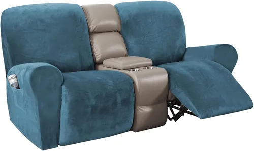 Miniatura 8 de H.VERSAILTEX Fundas elásticas de terciopelo para sillón reclinable, fundas para silla reclinable estilo de 4 piezas, funda para sillón reclinable
