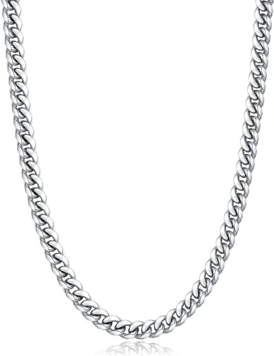 Momlovu Cadena chapada en oro de 18 quilates en tono plateado para hombres y niños, cadena de eslabones cubanos de acero inoxidable chapado en oro