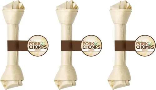 Miniatura 8 de Pork Chomps Masticable para perros de piel de cerdo al horno, nudo de 11 pulgadas, 1 unidad
