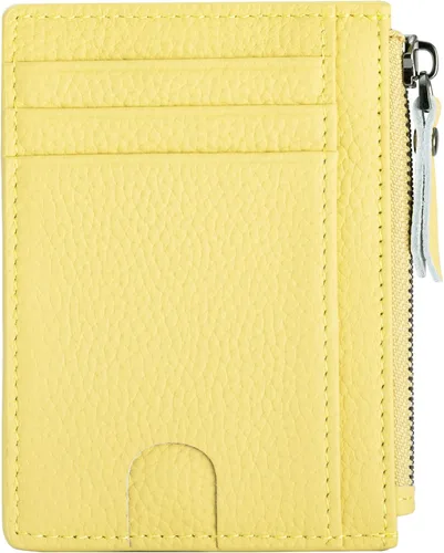 Miniatura 18 de Cartera delgada para mujeres de piel pequeña con bloqueo RFID, tarjetero minimalista con bolsas para monedas y fundas, Negro, Moderno