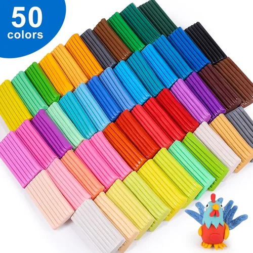 Miniatura 3 de CiaraQ - Kit de arcilla polimérica para modelar en horno, arcilla para manualidades con herramientas para esculpir, 50 colores, 1.57 kg Non-sticky