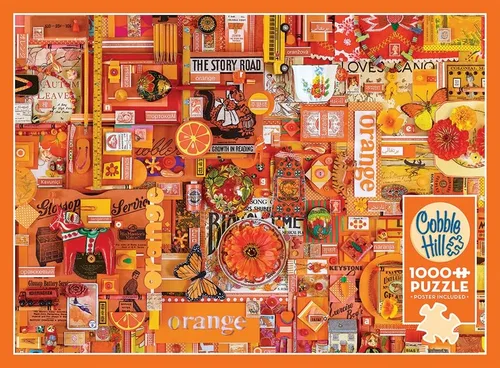 Miniatura 5 de Cobble Hill - Rompecabezas de 1000 piezas, colección Rainbow: naranja, muestra de póster incluido