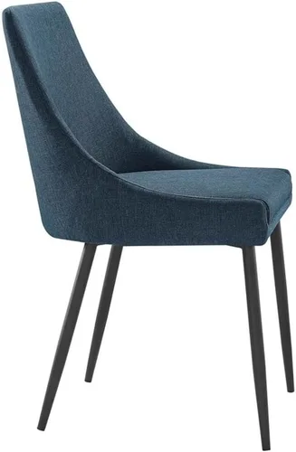Miniatura 5 de Modway Vizconde - Sillas de comedor laterales tapizadas de tela en color negro y azul - Juego de 2