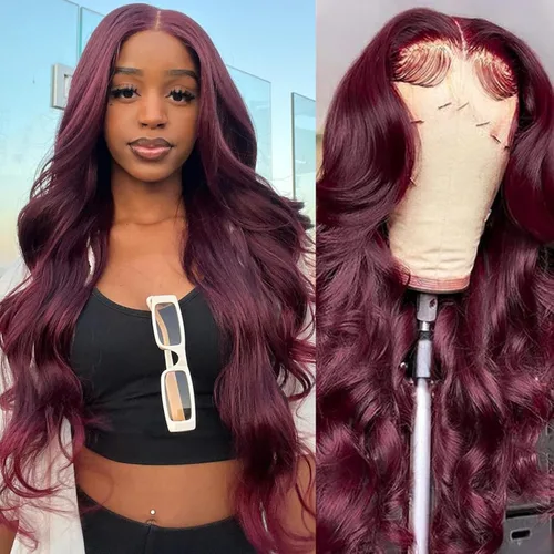 Miniatura 11 de Pelucas de encaje frontal de onda corporal 360 de cabello humano para mujeres, sin pegamento, previamente despuntadas con pelillos, 180 % de Peluca