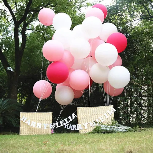 Miniatura 7 de Globos redondos de látex de 24 pulgadas, paquete de 10 globos grandes gruesos de color rosa macarrón para sesiones de fotos, bodas, baby shower