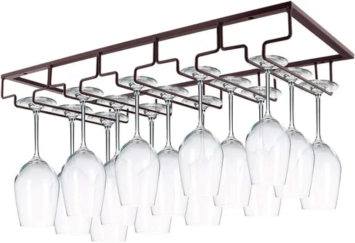 Miniatura 17 de MOCOUM Estante para copas de vino debajo del gabinete, soporte para copas de vino, soporte de alambre para copas de vino, colgador de almacenamiento