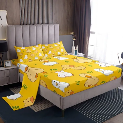 Miniatura 25 de Erosebridal Juego de sábanas para niños y niñas, diseño de pato amarillo, diseño de patos de dibujos animados, juego de ropa de cama de granja