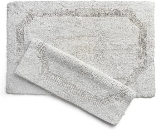 Miniatura 9 de voyzz home Juego de 2 alfombras de baño reversibles de 20 x 32 pulgadas a 17 x 24 pulgadas, 100 % algodón copetudo a mano, suaves y absorbentes