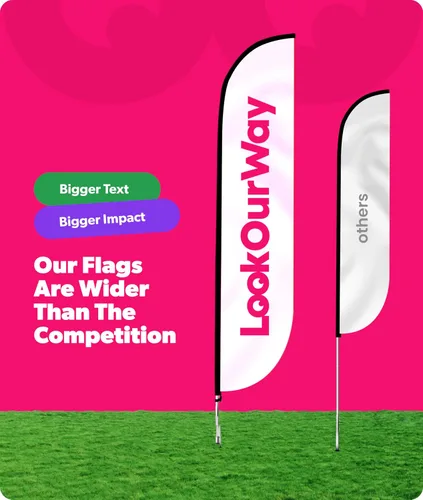 Miniatura 4 de LookOurWay Bandera de plumas – 12 pies de alto cartel publicitario solo bandera swooper, sin postes – banderas de gran apertura – rojo Abierto