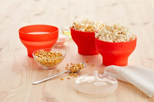 Miniatura 7 de Lékué - Mini máquina para hacer palomitas de maíz para microondas, talla XS, color rojo, tazón de palomitas emergente rápido y saludable, sirve
