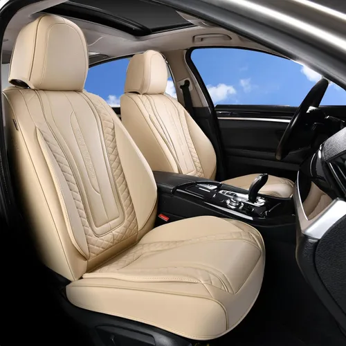 Miniatura 91 de Coverado Juego completo de fundas de asiento de automóvil negras de cuero, impermeables, delanteras y traseras, accesorios de auto, de ajuste Negro