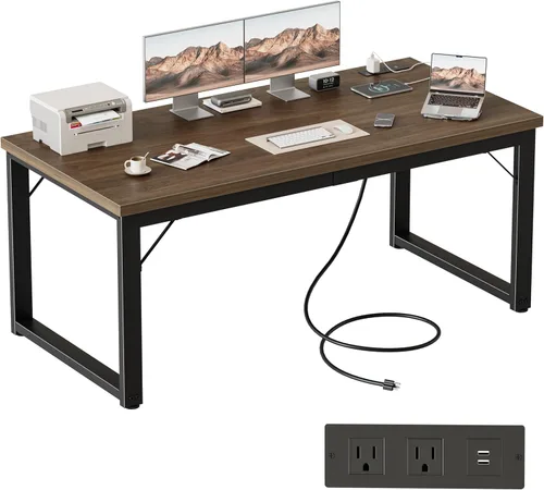 Miniatura 43 de Mericonia Escritorio para computadora de 40 pulgadas, escritorio ejecutivo moderno y grueso, mesa de escritura simple resistente para el hogar, roble
