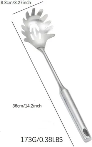 Miniatura 4 de Cuchara de pasta de acero inoxidable 304 ranurado cucharón de espaguetis colador y colador de cocina, utensilios de cocina a prueba de calor