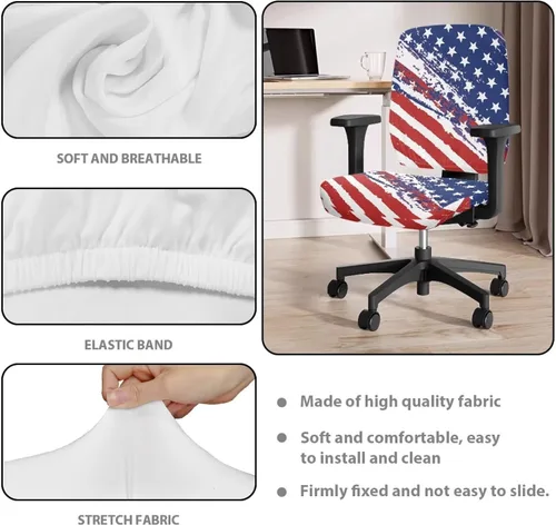 Miniatura 5 de Office Chair Covers with Arms Trendy American Flag Lightweight Computer Chair Slipcover Set of 2 Elastic Fabric Furniture Protector for Swivel
