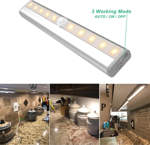 Miniatura 8 de LDOPTO Luces inalámbricas para debajo del gabinete, paquete de 4, luces recargables con control remoto, luces LED regulables para armario, luces