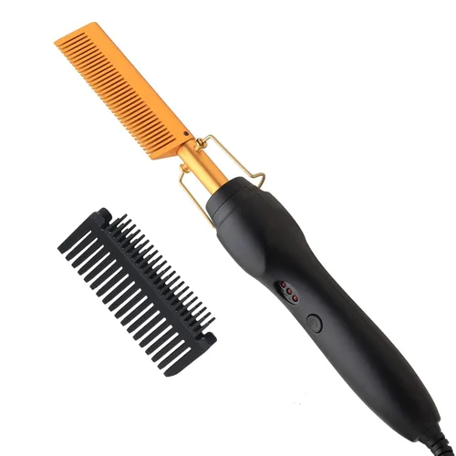 Miniatura 14 de Peine Eléctrico Caliente Alisador de Cabello Peine de Prensado con Calor Rizador Plancha Plana Cepillo Alisador de Cabello para Negro Natural, Peine