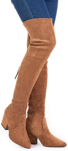 Miniatura 2 de N.N.G Botas por encima de la rodilla para mujer hasta el muslo de gamuza Bloque de invierno bajo por encima de plano largo OTK Comfort Punta