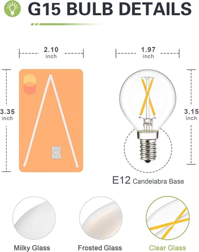 Miniatura 2 de Bombilla LED G16.5 E12 G16 1/2 bombilla LED redonda equivalente a 25 W, blanco cálido suave 3000K AC120V 200lm 2W G50 bombillas LED para ventilador