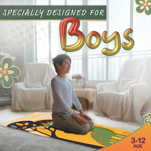 Miniatura 3 de Set de Esterillas de Yoga para Niños de ABTECH - Cómoda Esterilla de Yoga Infantil de Dinosaurio para Niño con 12 Tarjetas de Yoga, Bolsa