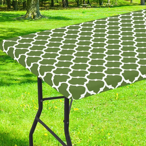Miniatura 38 de Smiry Mantel cuadrado para mesa de pícnic, manteles de camping impermeables elásticos ajustables, protector de mantel de vinilo con respaldo de Gris