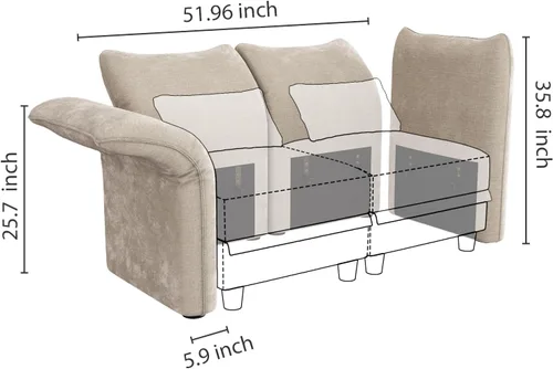 Miniatura 3 de LLappuil Reposabrazos/respaldo para sofá modular modular, personaliza sofás con ángulo ajustable, color caqui Tool Free Assembly Chenilla caqui