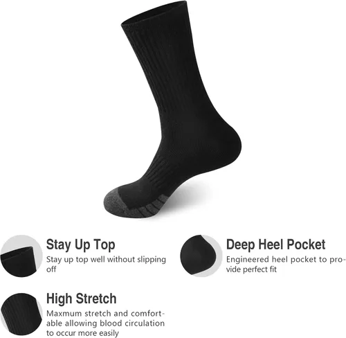 Miniatura 2 de Calcetines deportivos de algodón para hombre, con control de humedad, resistentes, para botas de trabajo, paquete múltiple
