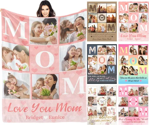 Miniatura 34 de D-Story Manta personalizada con foto, entrega al día siguiente, hecha en EUA, Manta de collage personalizada, haz una manta personalizada