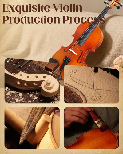 Miniatura 5 de Ktaxon Violín 4/4 Juego de Tamaño Completo Fiddle, Kit Completo de Violines Acústicos con Tablero Hecho a Mano, Estuche Rígido Ligero de Iniciación